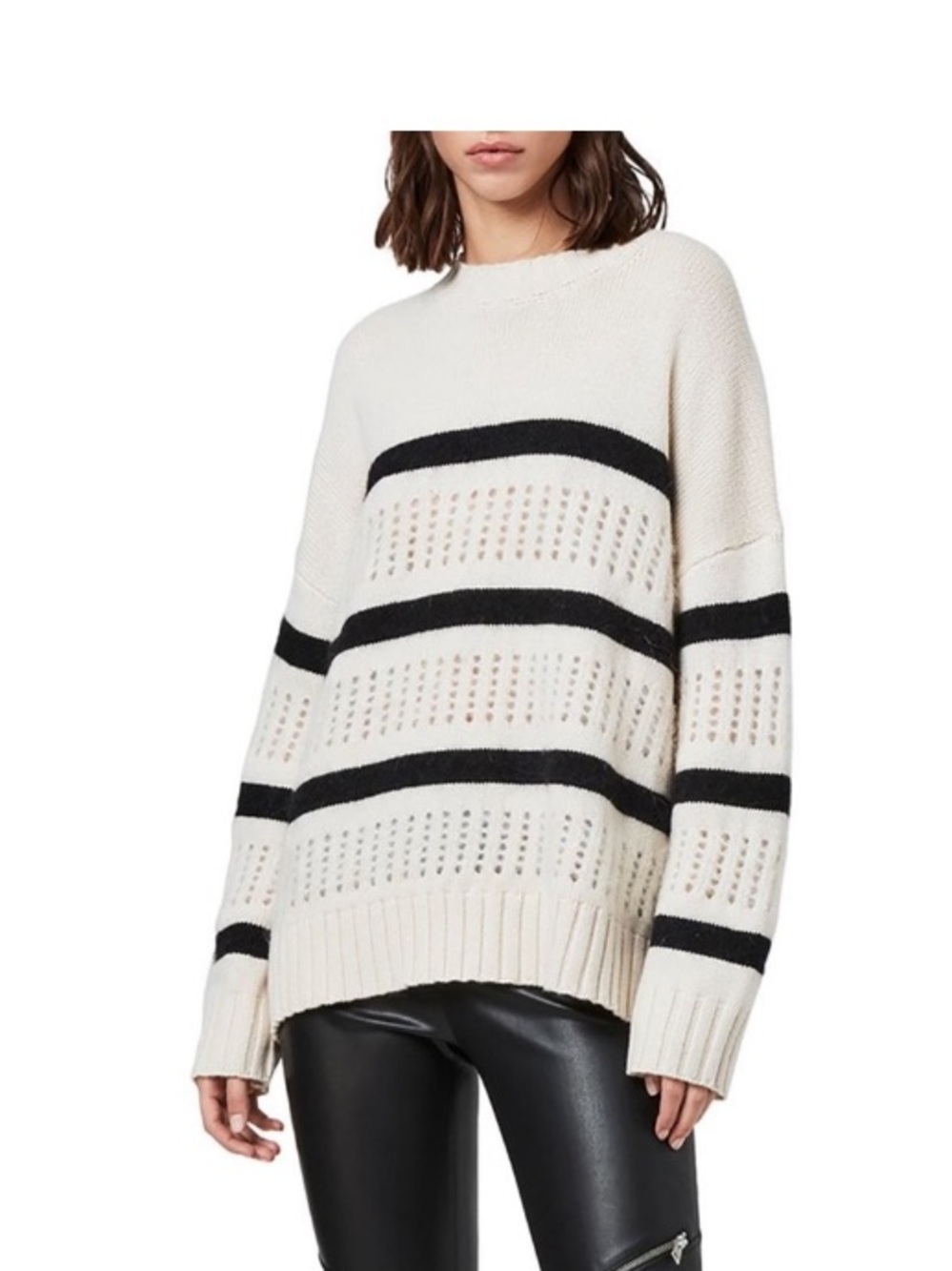 All Saints Siddon jumper sweater stripe loose relaxed fit sz S